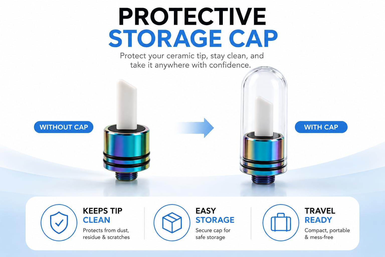 2-Pack Ceramic Precision Heating Tips with Protective Caps, Colorful