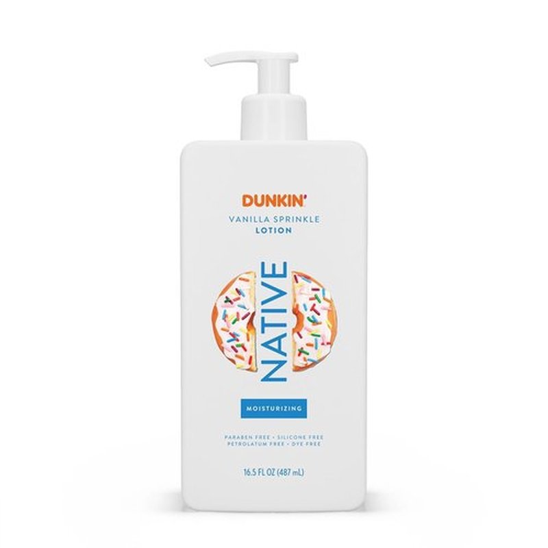 Native Body Lotion - Dunkin Vanilla Sprinkle Moisturizer for Dry Skin | 16.5 oz Plant-Based Formula