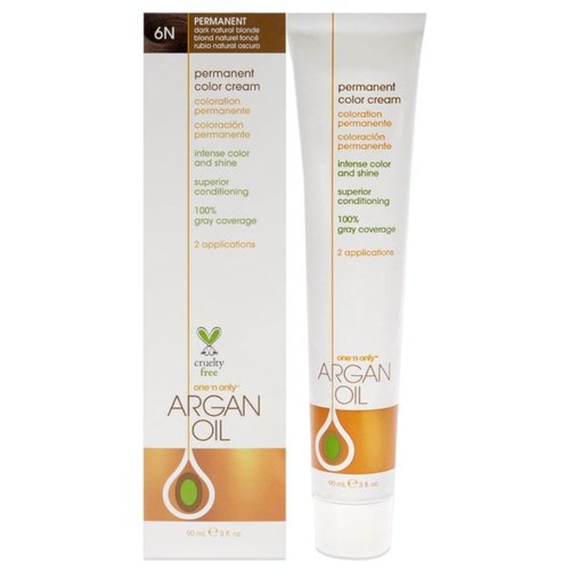 One N' Only Permanent Hair Color - Argan Oil Hair Dye for Rich Tones & Gray Coverage - 6N Dark Natural Blonde (3 oz)
