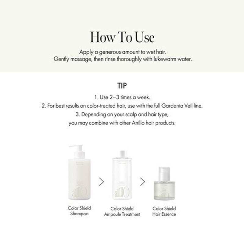 ANILLO Gardenia Veil Color Shield Ampoule Treatment – Shine-Boosting Hair Mask for Color-Treated Hair – Protein & Amino Acid Complex, Daily Use, Silicone-Free, 200 ml / 6.76 fl oz