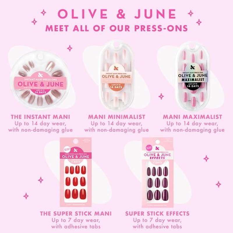 Olive & June Instant Mani Press-On Nails | Glue | Medium Oval | 42 Pieces, 21 Sizes | Non-Toxic, Long-Lasting Recycled Materials Realistic Look | Salon-Quality at Home | Halloween Mummy Mani