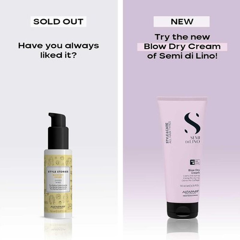 ALFAPARF MILANO Blow Dry Cream - Light Hold Styling Cream for All Hair Types - Thermal Protection (6.76 fl oz)