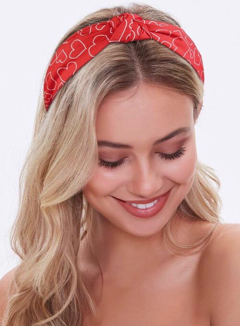 Huachi Valentine's Day Headbands for Women Girls Heart Headbands Non Slip Cute Knotted Headband Fashion Women Head Bands for Hair Wide Top Knot Hairband for Women's Hair Accessories
