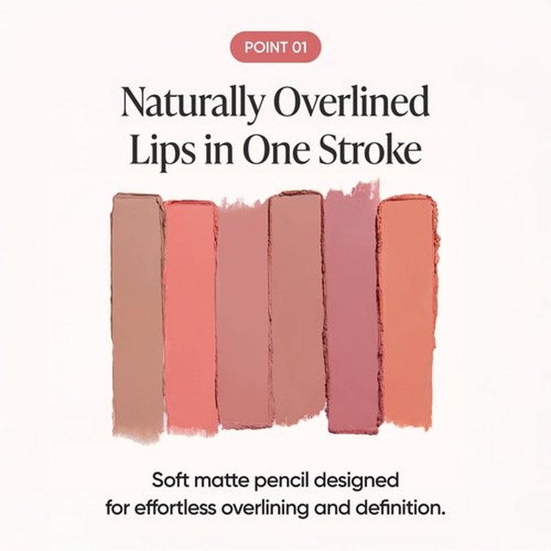 BANILA CO Smudging Lip Pencil | Soft Matte Lip Crayon for Natural & Overlined Lips | Creamy Texture & Long-Lasting Color with Blurring Effect (0.8g / 0.02 oz), PK01 Nude Rose