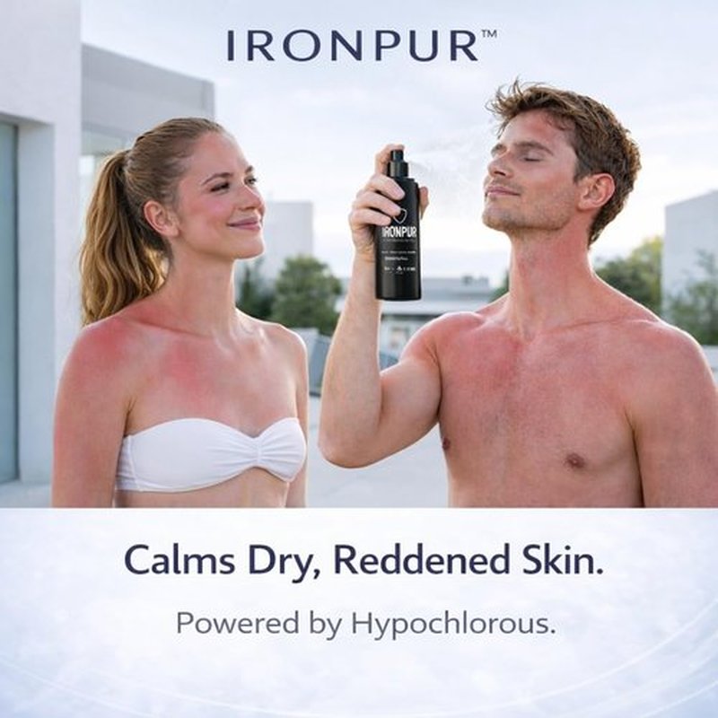 IRONPUR Hypochlorous Acid Spray (Pure HOCl) Facial Mist for Face & Body – Daily HOCl Spray for Sensitive Skin – Helps Calm Redness & Neutralize Odor – Alcohol & Fragrance Free – 8 oz