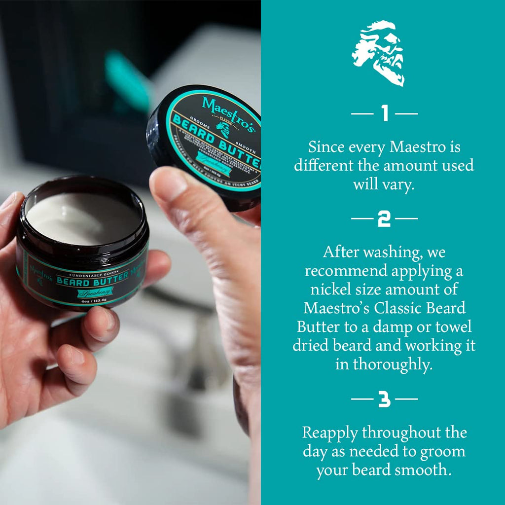 Maestro's Classic BEARD BUTTER | Anti-Itch, Extra Soothing, Hydrating Beard Creme For All Beard Types & Lengths- Spirited Blend, 4 Ounce