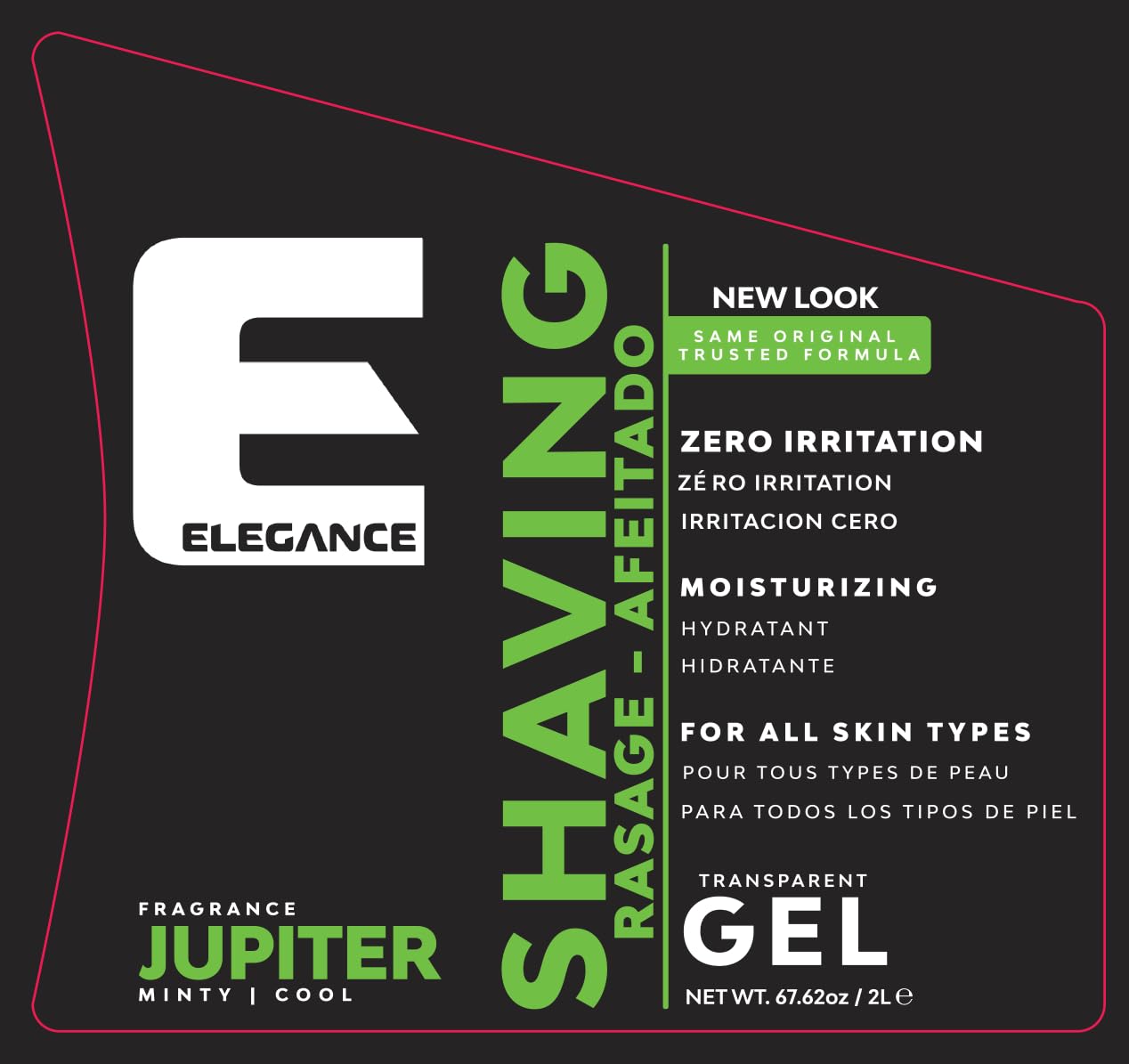 E Elegance Barber Accessories - Transparent Shaving Gel For Men Or Women, Minty/Cool Jupiter Fragrance - The Ultimate Shaving Solution For A Smooth, Irritation-Free Experience, 4.2 Pounds