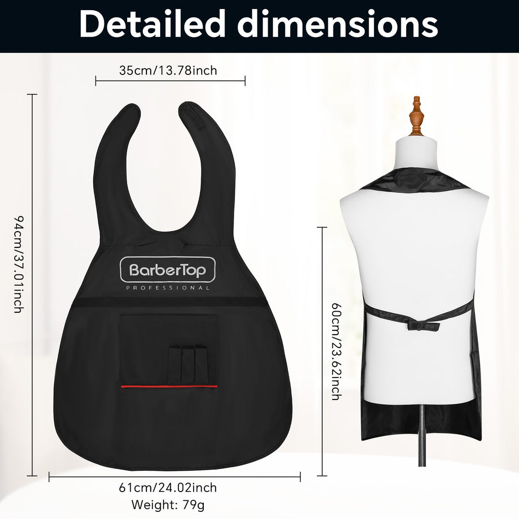 Barber Apron, Multi-Functional Apron Cape, Featuring Multiple Pockets for Organizing Hairdressing Supplies (23.5 x 24 Inch)