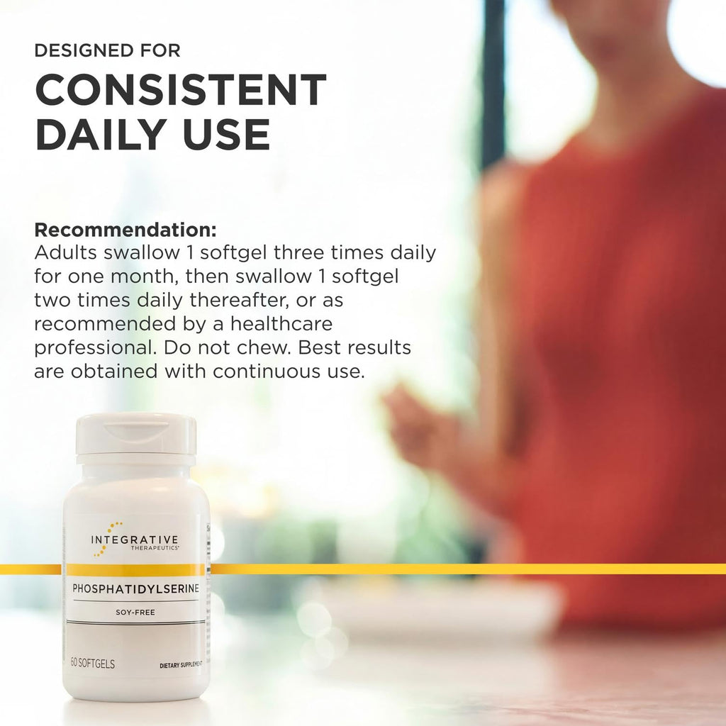 Integrative Therapeutics Phosphatidylserine - Brain & Cognitive Function Support* - Supports Healthy Stress Response* - Soy-Free, Gluten-Free & Dairy-Free - 60 Softgels (60 Servings)