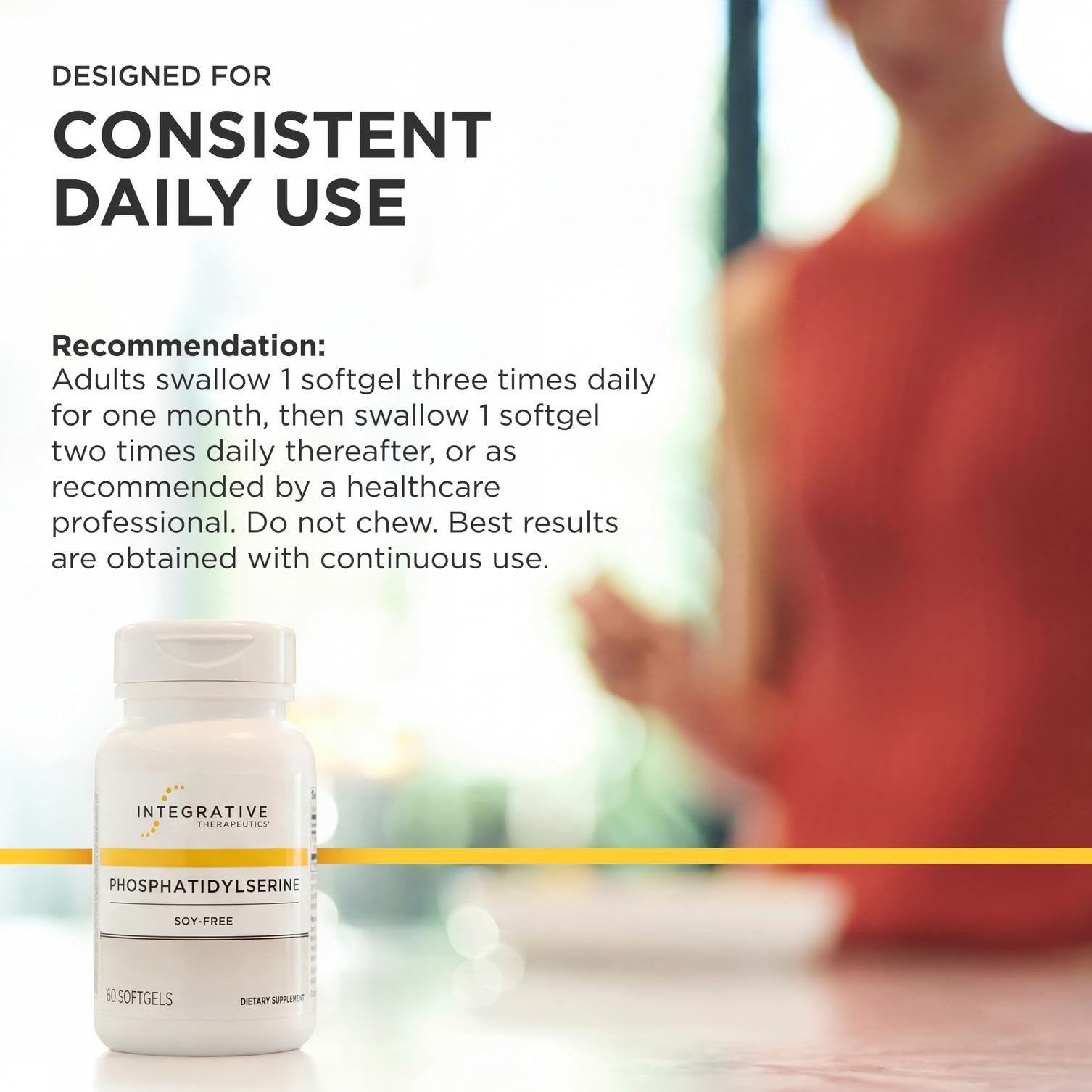 Integrative Therapeutics Phosphatidylserine - Brain & Cognitive Function Support* - Supports Healthy Stress Response* - Soy-Free, Gluten-Free & Dairy-Free - 60 Softgels (60 Servings)