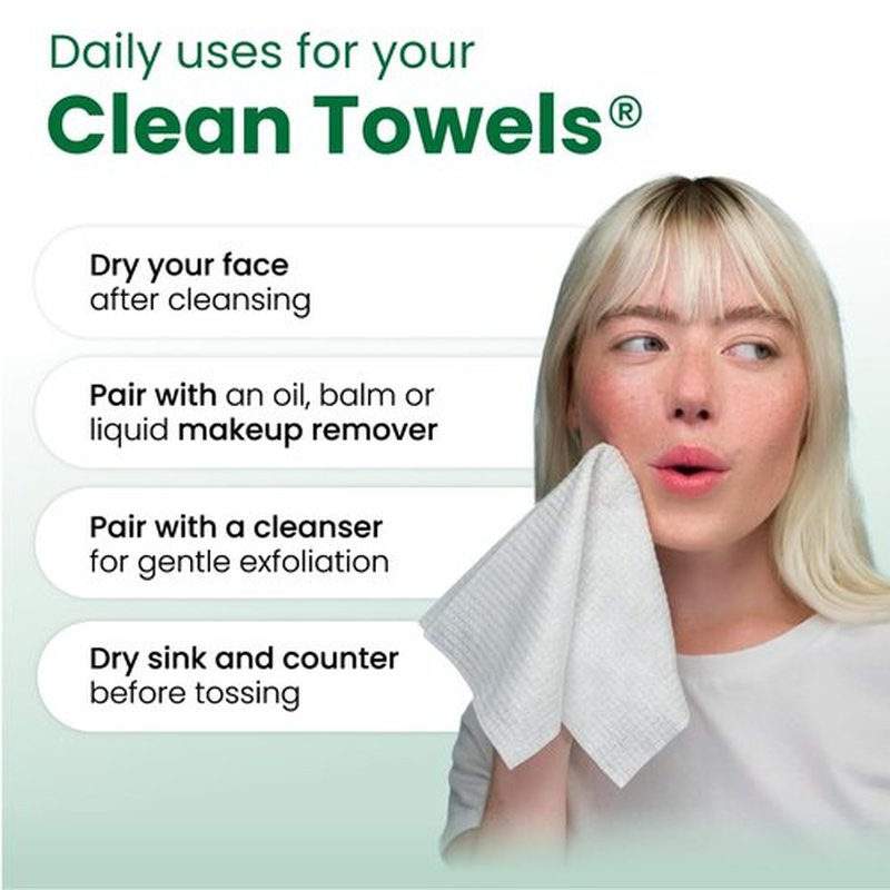 Clean Skin Club Clean Towels® XL Sensitive Skin | Ultra-Soft Disposable Face Towels Infused with Aloe & Glycerin | Dermatologist-Approved Towels for Sensitive Skin, Makeup Remover Dry Wipes, 50 count