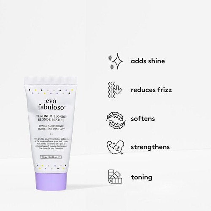 EVO Fabuloso Platinum Toning Conditioner - Reduces Brass, Adds Shine & Repairs - 1 fl oz Travel Size