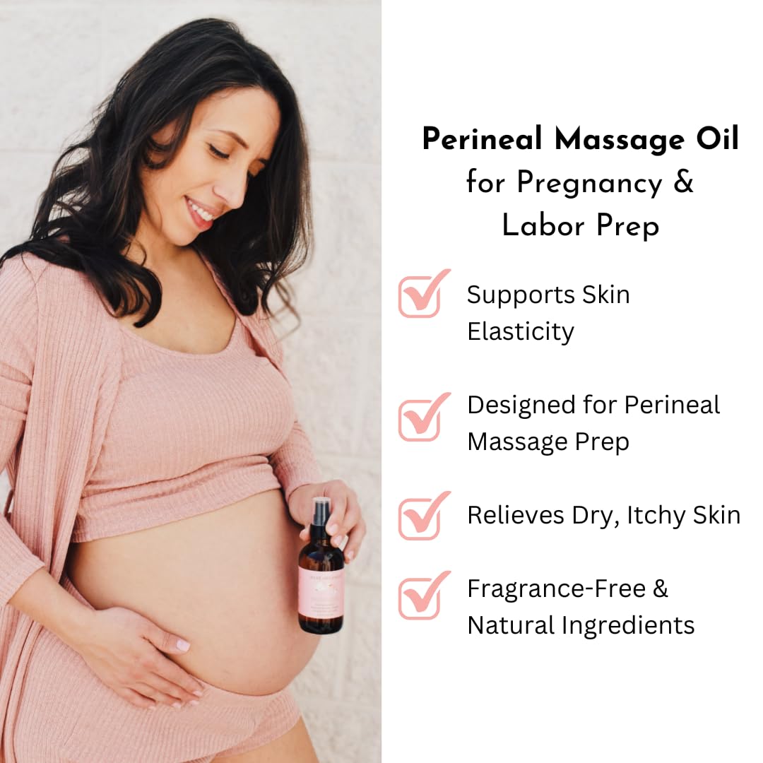 Organic Perineal Massage Oil Spray by Irene Organics for Pregnancy and Postpartum - Prevention for Perineum Tearing, All Natural, Pregnancy Third Trimester Must Haves for Childbirth