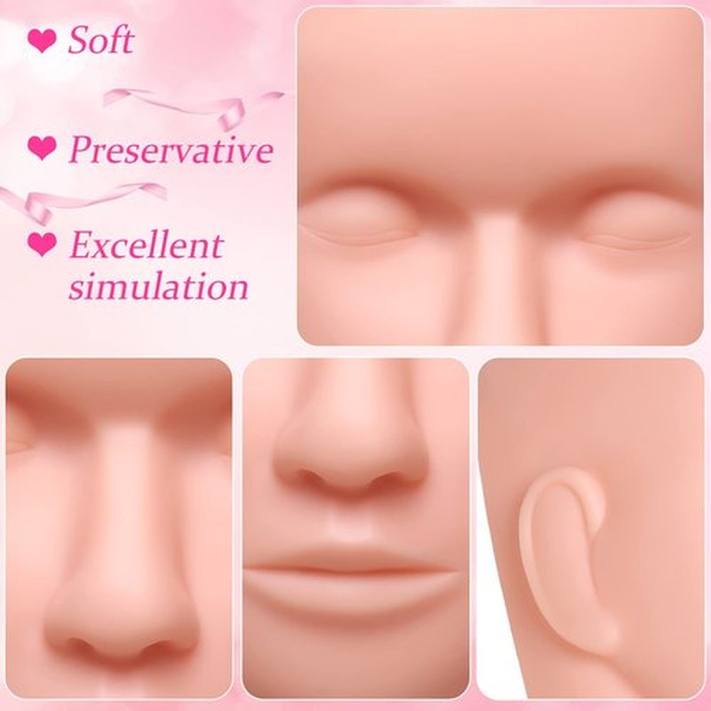 Reginary 6 Pcs Lash Mannequin Head Silicone Plastic Makeup Training Heads for Makeup Eyelash Grafting Massage and Esthetics Practice(White)