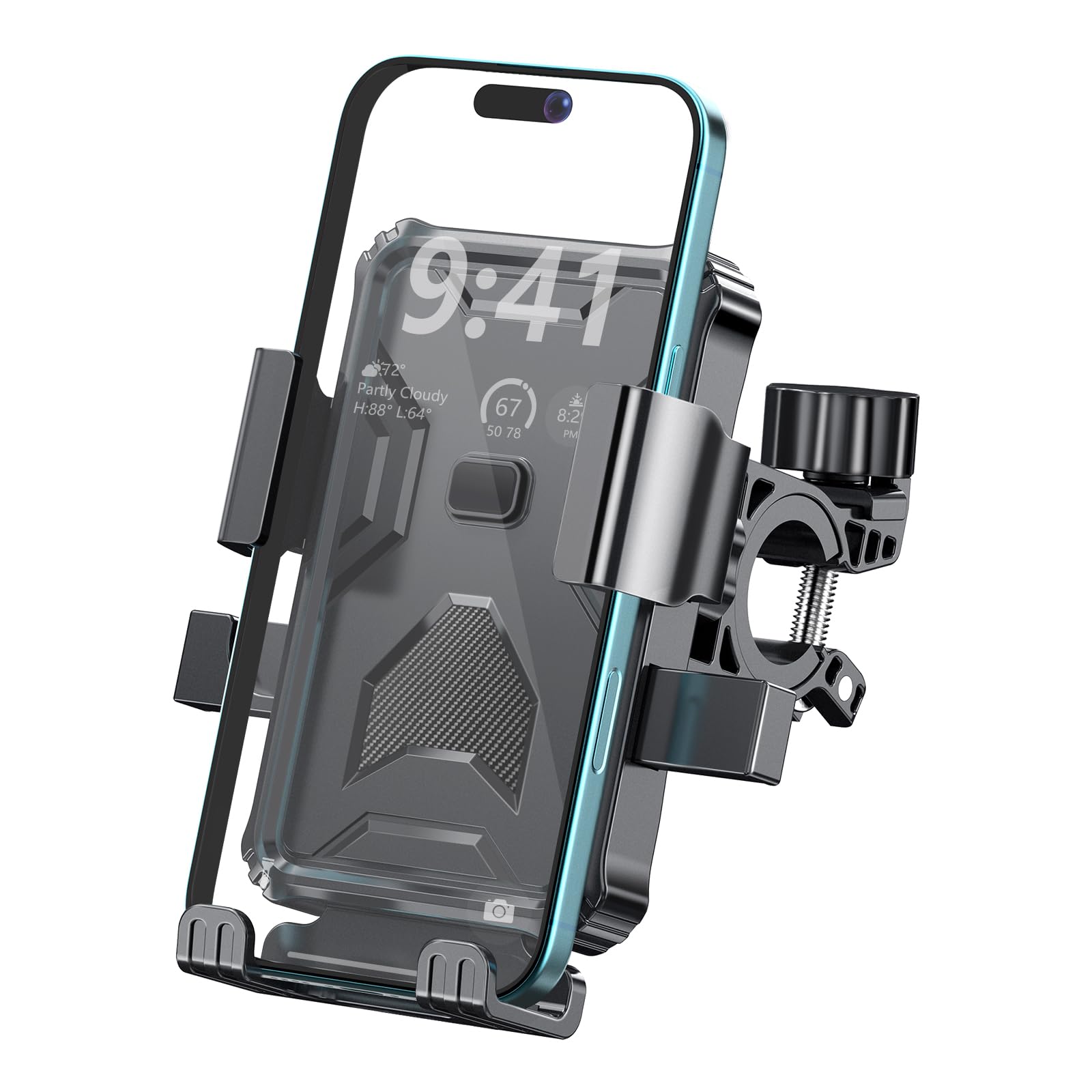 Prjrsme Bike Phone Holder, Handlebar Phone Mount for Bike and Motorcycle, Electric Scooter Mountain Bike, Adjustable Cell Phone Holder,Secure Holder for 4.7-6.8 Inch All Cell Phones