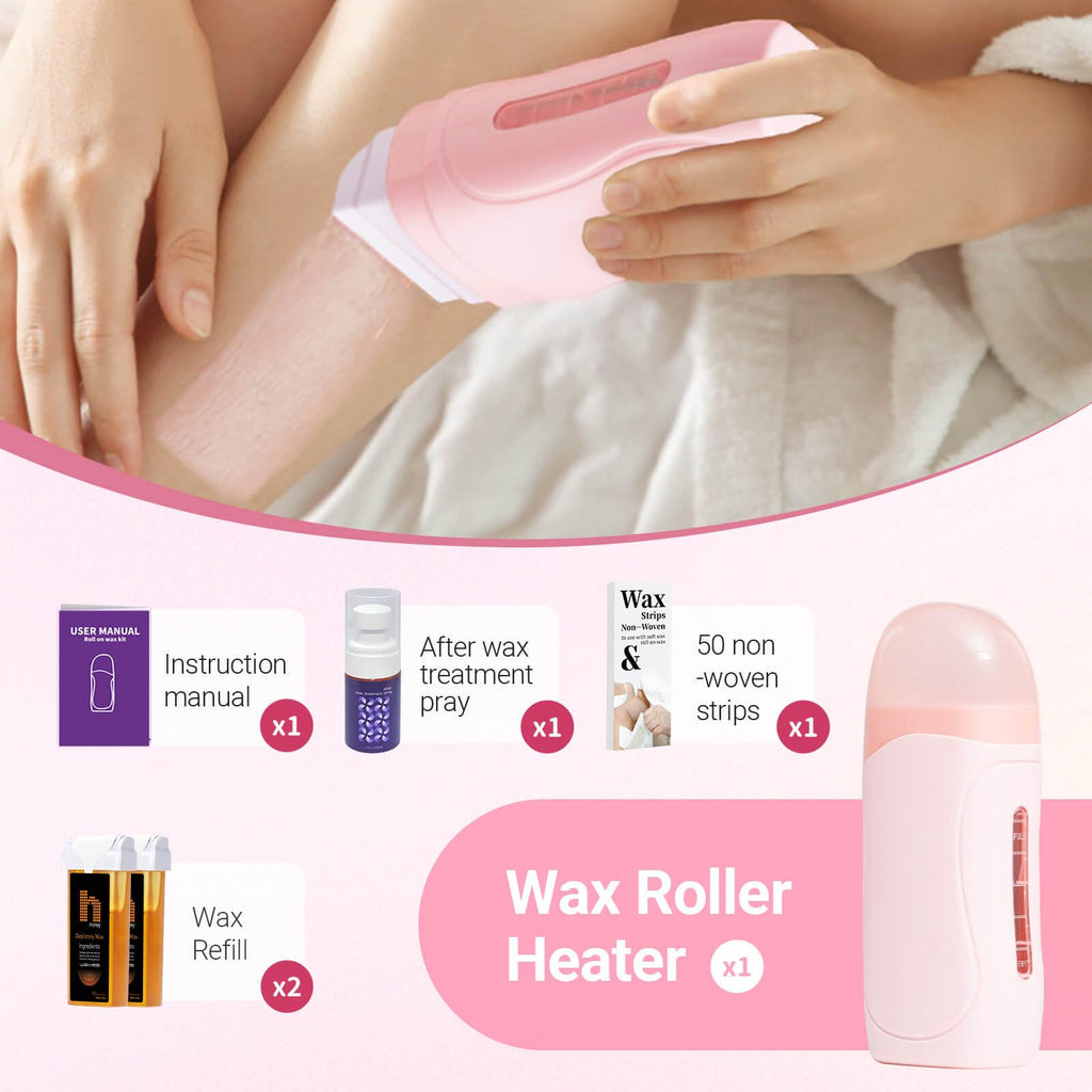 Waxpro Roll-On Wax Kit for Hair Removal, Roll on Waxing Kit for Women, At-Home Wax Warmer Kit with Hard Wax Refill, Honey Formula Gentle on Skin, Portable Gift for Body Legs Arms-Honey