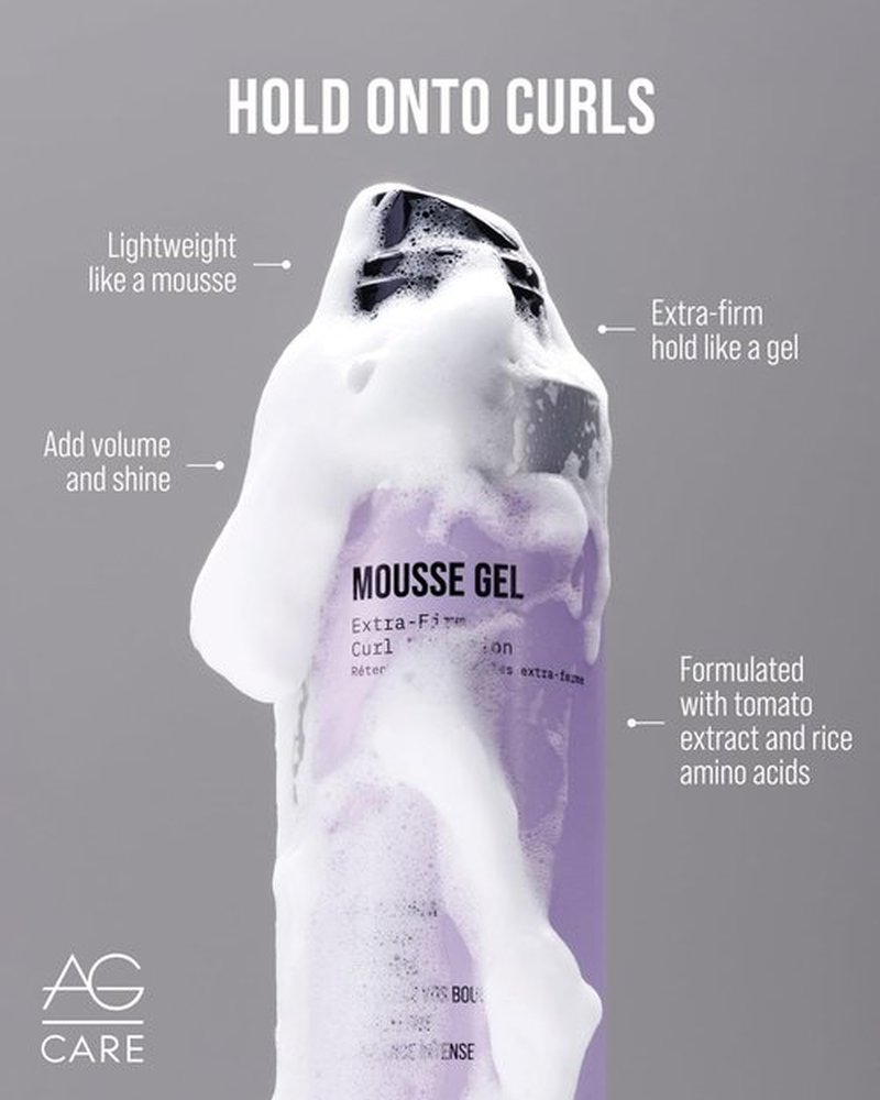 AG Care Curl Retention Mousse Gel with Exclusive Curl Creating Complex | Extra Firm Styling Mousse for Curly Hair, 10 Fl Oz