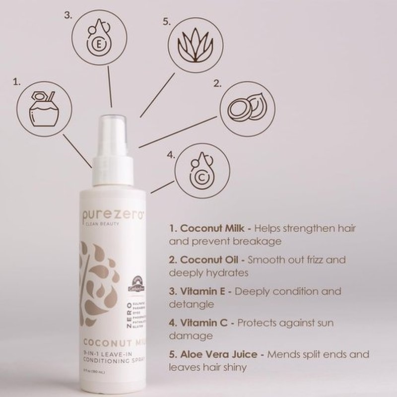 Purezero 9-in-1 Leave-In Conditioner Spray - Multi-Action Hair Treatment for Moisture & Shine | 6 oz
