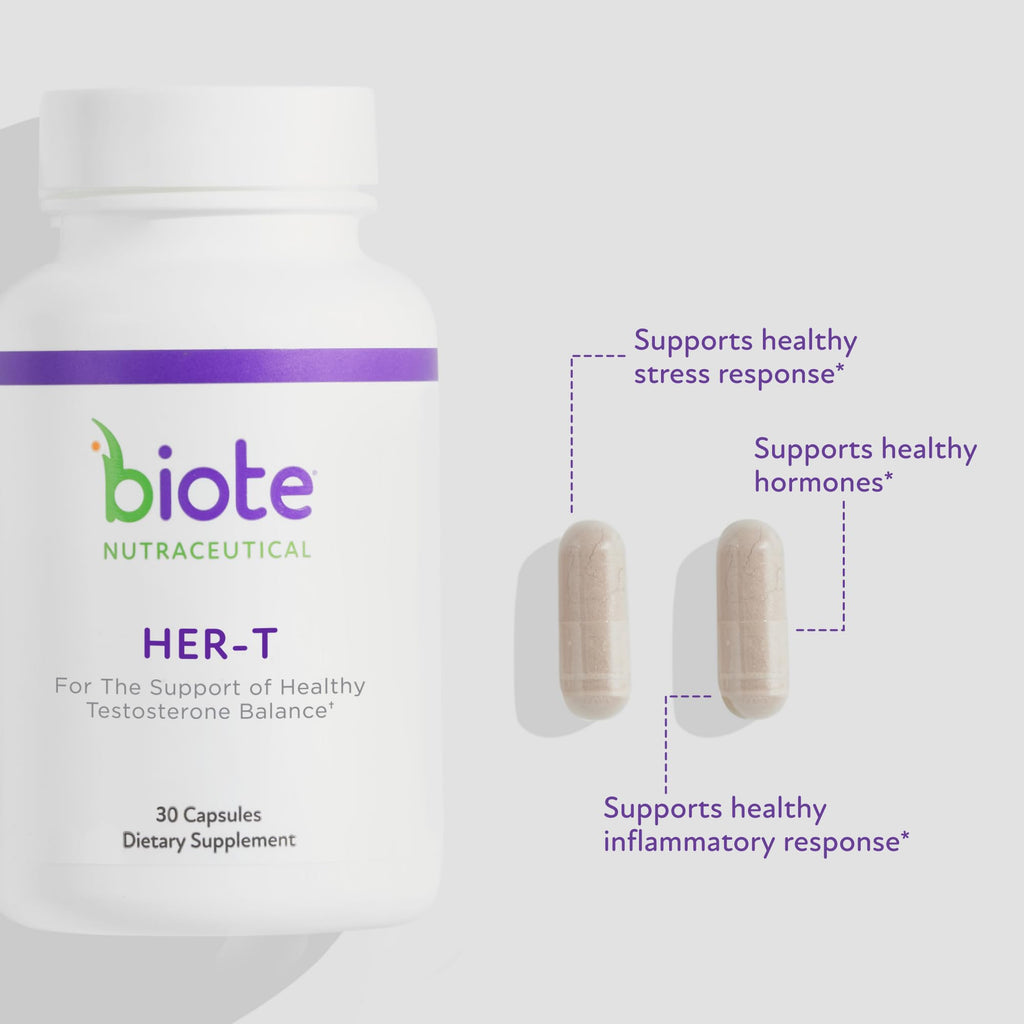 Biote Nutraceuticals - HER-T - Healthy Testosterone Balance Support for Women (30 Capsules)