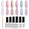 RARJSM Pearl Gel Nail Polish Set - 6 Colors with Glitter & Shimmer | Mermaid Swirl Effect, Soak Off