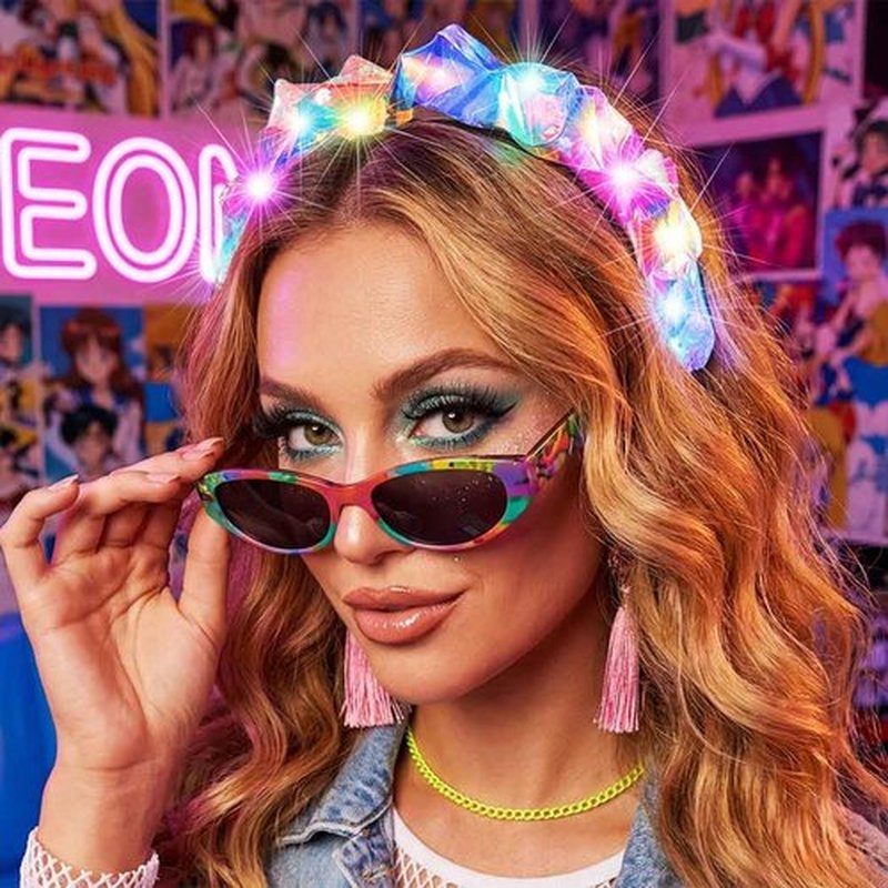 BARTOSI Light Up Headbands Glow Headband LED Costume Hair Accessories for Women and Girls