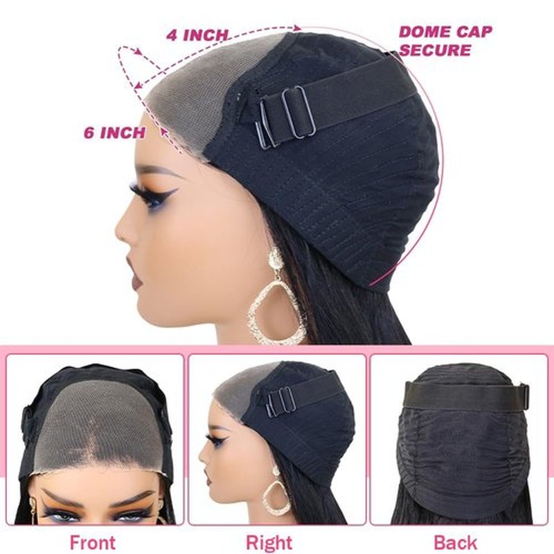KFgood Wear and Go Glueless Wigs Human Hair Pre Plucked Pre Cut HD Lace 6x4 Straight Lace Front Wigs Human Hair Ready to Wear Wigs Glueless Human Hair 180% Density for Women 22 Inch