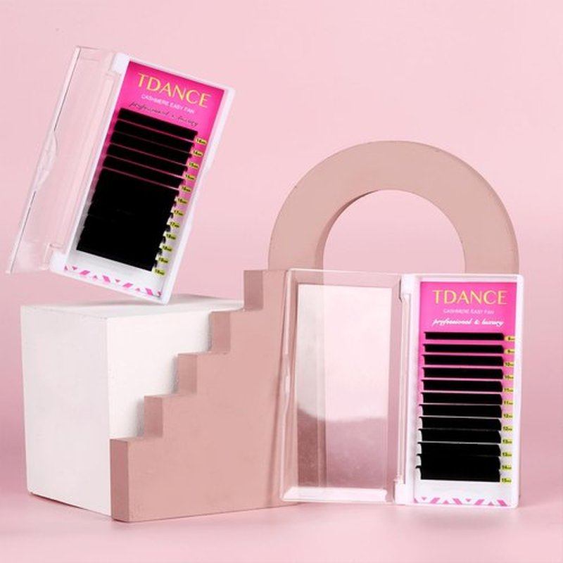 TDANCE Cashmere Easy Fan Lash Extensions Self Fanning Volume Lash Extension D Curl 0.07mm 14-19mm Matte Black Mega Volume Eyelash Extensions(0.07-D,14-19mm)