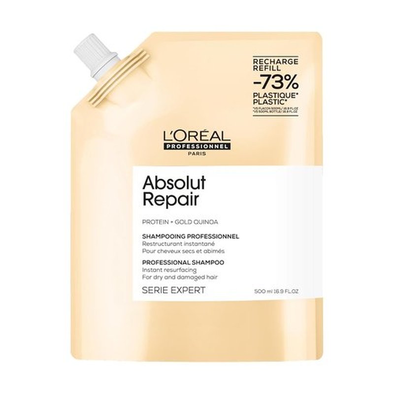 L'Oréal Professionnel Paris Absolut Repair Shampoo – Nourishing Protein Shampoo For Dry, Damaged Hair, Repairs Damage and Provides Shine, 16.9 Fl Oz Refill
