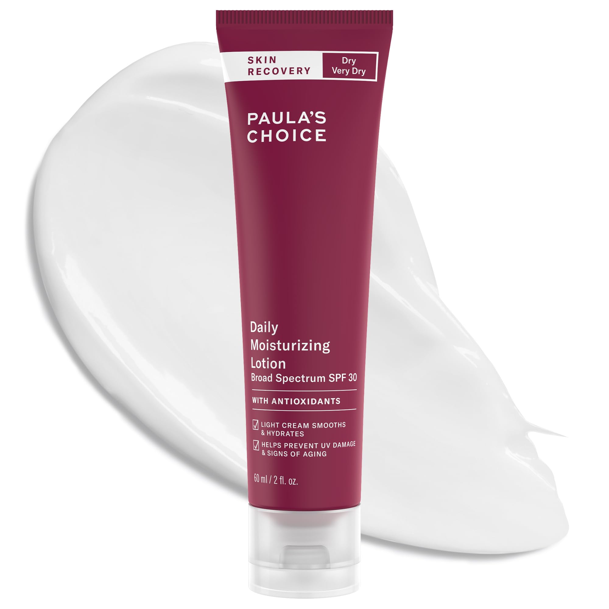 Paula's Choice SKIN RECOVERY Daily Moisturizing Lotion, Mineral Sunscreen for Face, SPF 30 Face Sunscreen with Oat & Cucumber, Dry and Sensitive Skin, UVA/UVB Protection, Fragrance-Free, 2oz