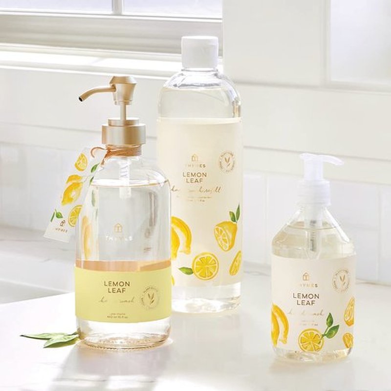 Thymes Hand Wash - Refreshing Lemon Leaf Scent - 15 Fl Oz for Gentle Cleansing