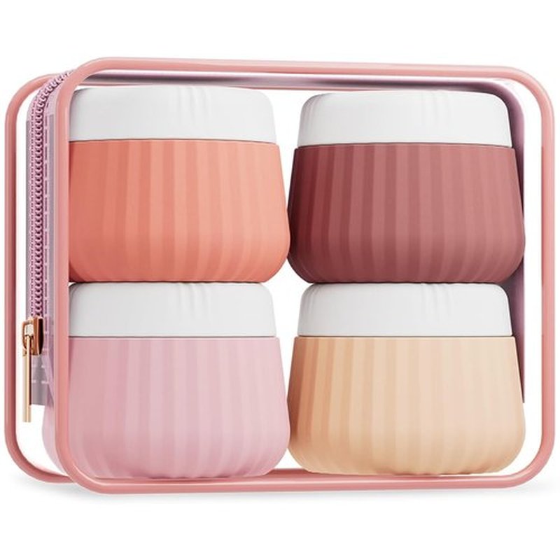 Mrsdry Travel Toiletry Containers - TSA Approved 4-Pack Leak-Proof Silicone Jars with Clear Bag