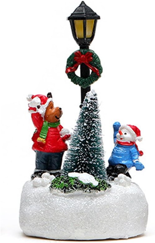 Skiennix Christmas Figurines - LED Light Deer & Snowman Ornaments for Winter Home Decor | Xmas Table Decoration