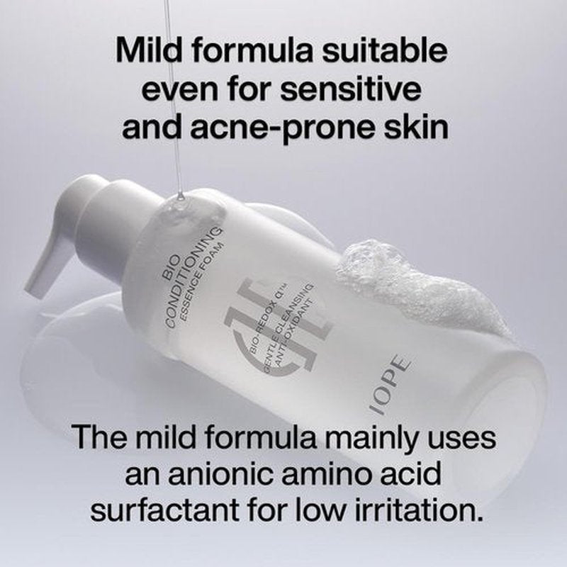 IOPE BIO Conditioning Essence Foam Facial Cleanser | Gentle Makeup Cleansing & Moisturizng for Sensitive Skin, Antioxidant, Daily exfoliation with PHA, Korean Face wash, 6.08 Fl Oz