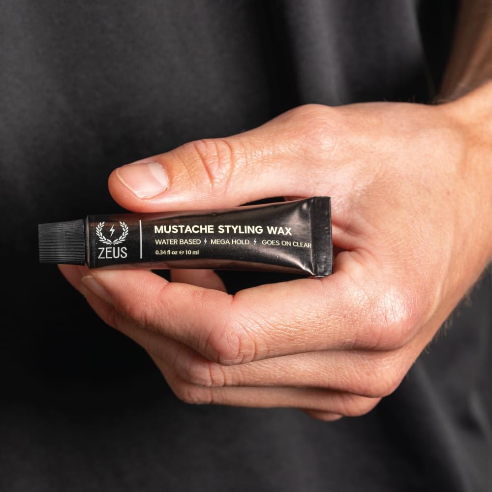 ZEUS Mega Hold Mustache Wax for Strong Styling & Shape Control (1.02 fl oz)