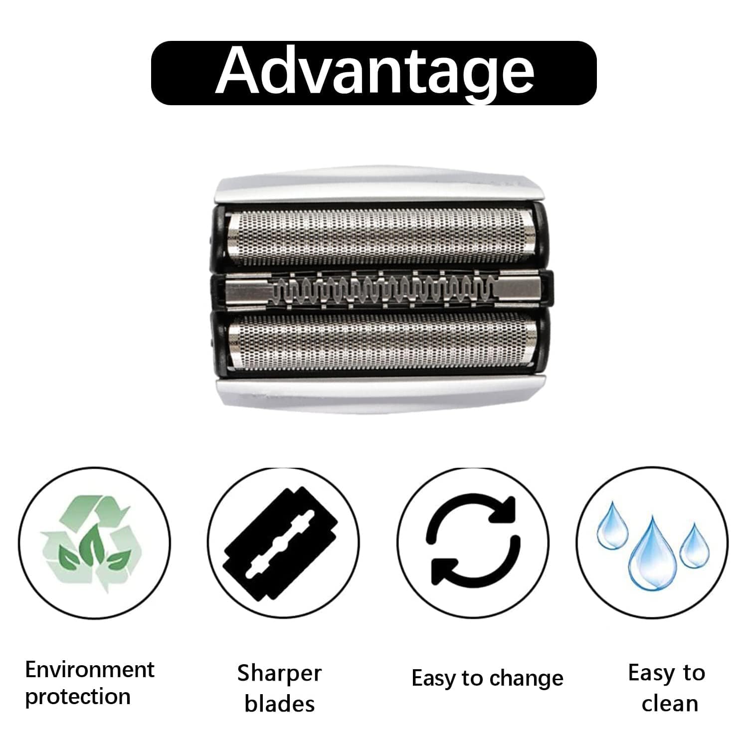 Series 7 70S Replacement Shaver Heads Compatible with Braun Series 7 Electric Razors, 70S Blades for Braun s7 Replacement Foil and Cutter 720cc, 730cc, 735s, 750cc, 760cc, 790cc