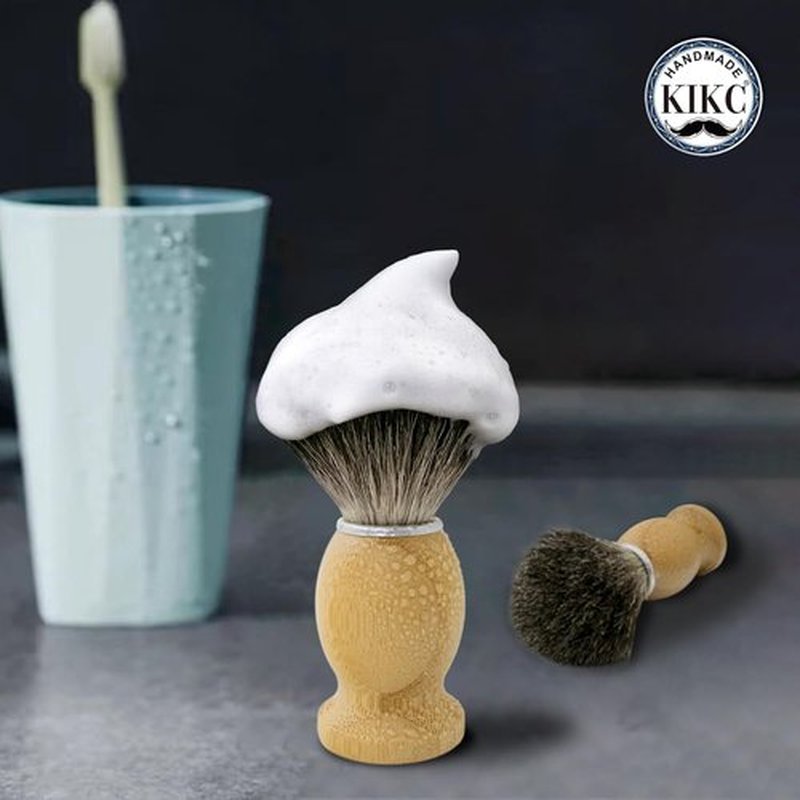 KIKC Pure Badger Shaving Brush - Handcrafted Bamboo Handle, Soft Bristles | Perfect Gift for Bearded Men