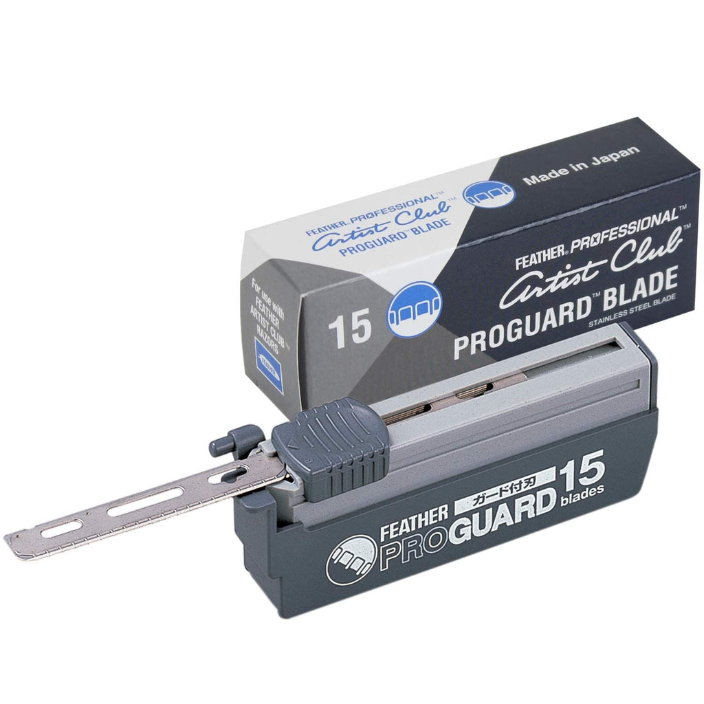 Feather Artist Club ProGuard Razor Blades - (3 Pack of 15) - Single Straight Edge Razor Blades with Guard Refills for Shaving - For Men & Barbers