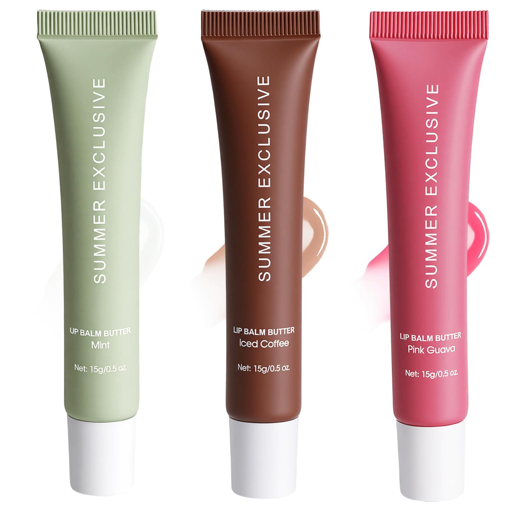 3 Color Summer Exclusive Lip Balm Butter,Tinted Lip Balm,Nourishing Lip Gloss with Natural Ingredients for Women and Girls,Soothes & Softens Dry Lips,Lip Care Gift Set for Birthday Christmas.