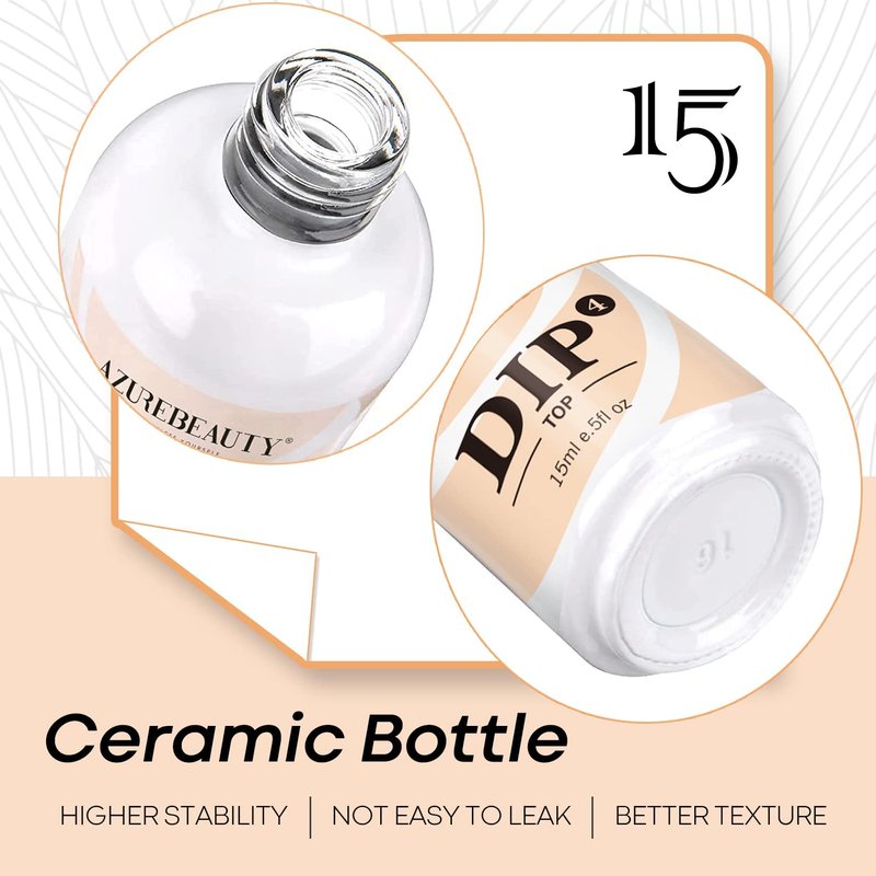 AZUREBEAUTY Dip Powder Top Coat - 15 ml for French Nail Art | Perfect for DIY Manicure & Salon Use