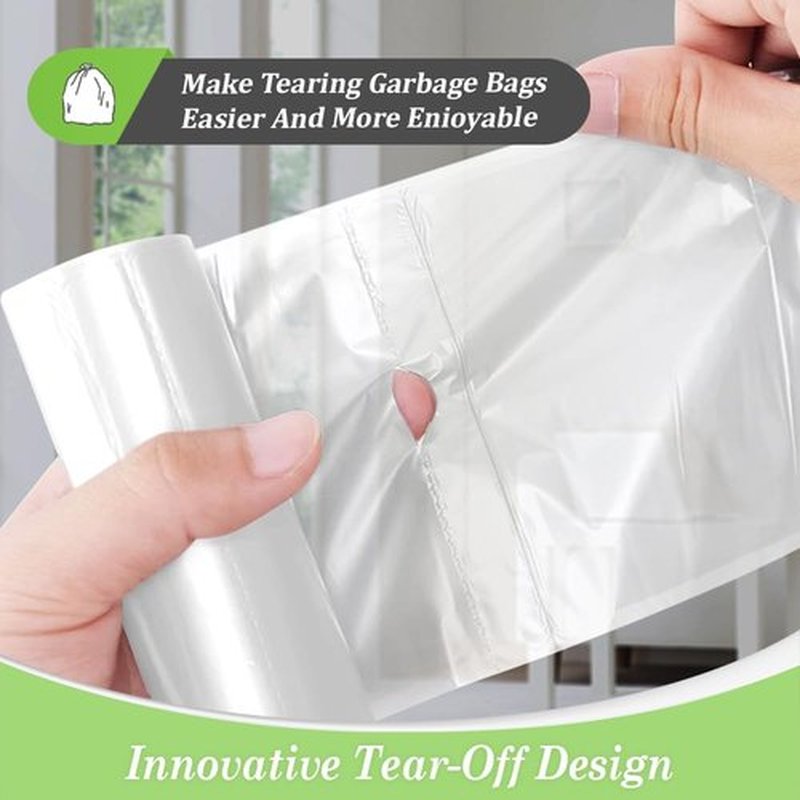Teivio 13 Gallon Tall Kitchen Trash Bags - 60 Count Clear Garbage Bin Liners for Home & Office
