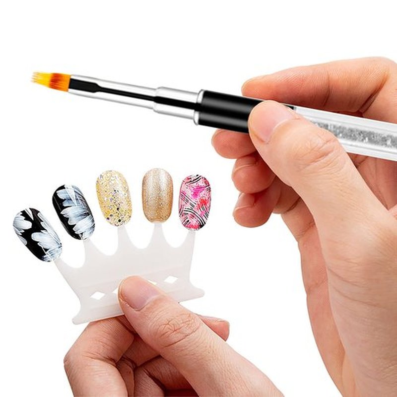 SILPECWEE 5Pcs Ombre Nail Brush Acrylic Nail Brush Set Nail Gradient Brushes Double Head Nail Art Sponges Pen Nail Art Tools Manicure Accessories