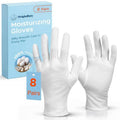 8Pairs (16Pcs) White Cotton Moisturizing Gloves for Dry Hands, Reusable Overnight Sleeping Hand Mask, Soft Breathable Gloves for Women and Men
