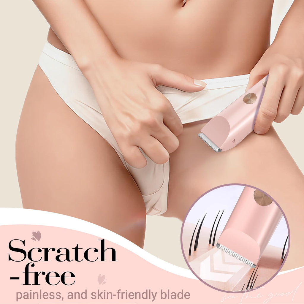 Bikini Trimmer for Women Electric Razors for Women Women's Electric Razor 2 in 1 Shaver Pubic Hair Trimmer Ipx7 Waterproof Wet Dry Use Bikini Shaver for Ladies Pubic, Legs, Face, Underarms (Pink)