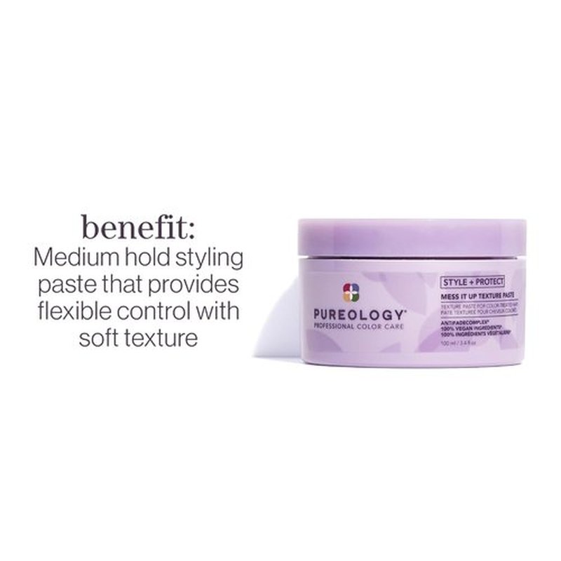 Pureology Style + Protect Texture Paste for Color-Treated Hair - Medium Hold, Shine, Sulfate-Free & Vegan