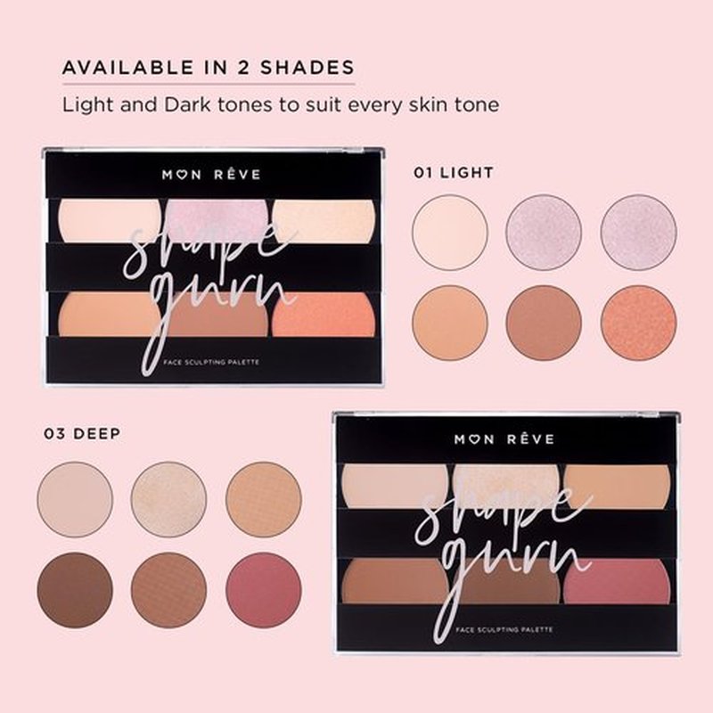Mon Rêve 3-in-1 Contour Palette - Vegan Mineral Makeup Kit with Highlighter, Blush & Contour - Parabens-Free for All Skin Tones