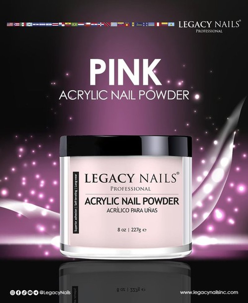 Legacy Nails Professional PINK ACRYLIC POWDER - 30g / 1oz. - High-Quality, Fast-Drying Formula for Nail Extensions, Sculpting & Overlays, Salon-Grade, Long-Lasting Finish