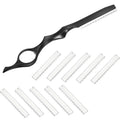 Mudder Hair Styling Razor Comb - 11 Pieces Hair Thinning Comb with Replacement Stainless Steel Razors for Salon Home Use (Black, Metal)