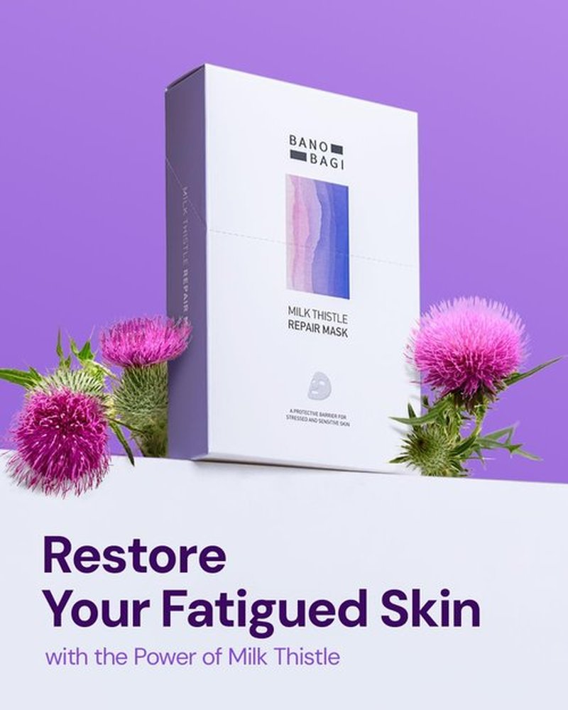 Banobagi Milk Thistle Repair Face Mask – Korean Skin Care with Centella, Hyaluronic Acid & Adenosine | Hydrating & Soothing Sheet Mask for Sensitive Skin, Fragrance-Free, 10EA