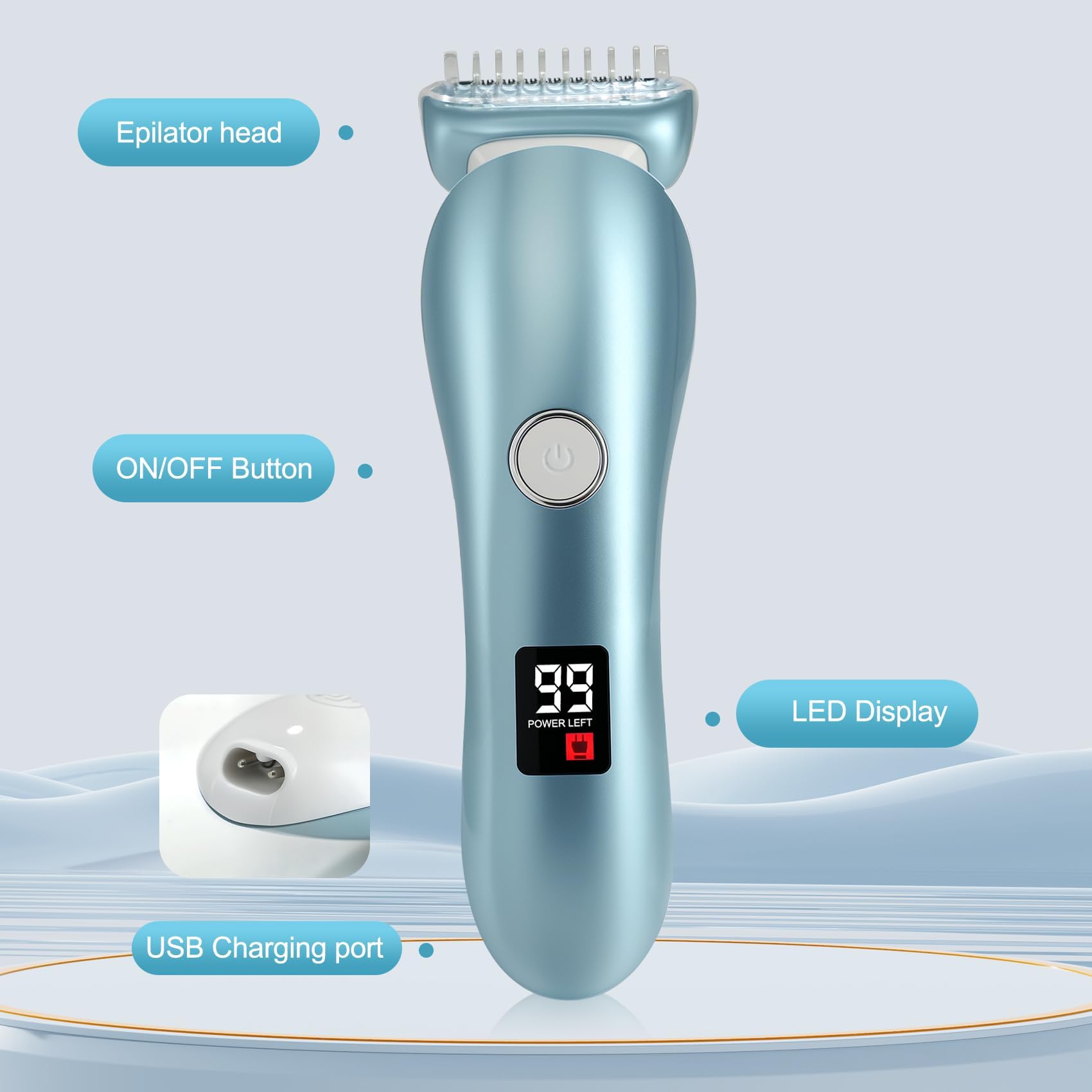 Epilators Hair Removal for Women, Electric Shaver & Bikini Trimmer for Legs & Underarm, Rechargeable Wet Dry Use Painless Hair Removal with Detachable Head