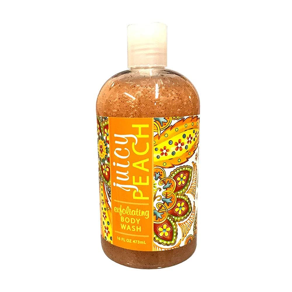 Greenwich Bay Trading Co. Exfoliating Scented Body Wash - Luxury Spa Quality, Shea & Cocoa Butter Enriched - 16 Ounce (Juicy Peach)